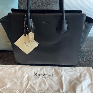 Moncrief Black Leather Tote Bag